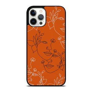 Flower Line Art Face Nature Floral Boho Orange Rust iPhone Case